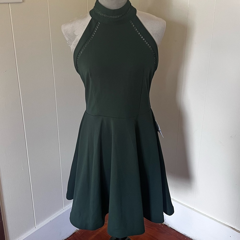 NWT B. Darlin Halter Dress, Hunter Green, Size 9/10